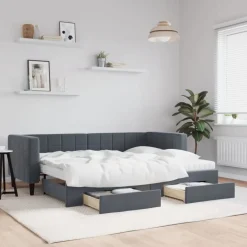 Slaapbank onderschuifbed en lades 80x200 cm fluweel>vidaXL New
