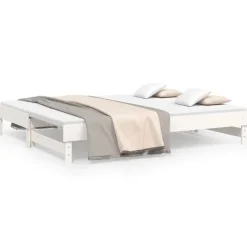 Bedden & Accessoires*vidaXL Slaapbank uitschuifbaar 2x(100x200) cm massief grenenhout Wit