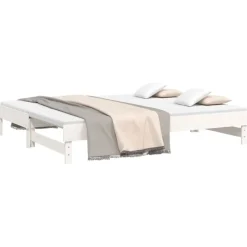Bedden & Accessoires*vidaXL Slaapbank uitschuifbaar 2x(100x200) cm massief grenenhout Wit