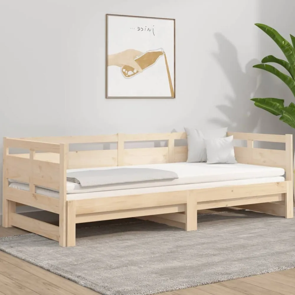 Slaapbank uitschuifbaar massief grenenhout 2x(90x200) cm>vidaXL