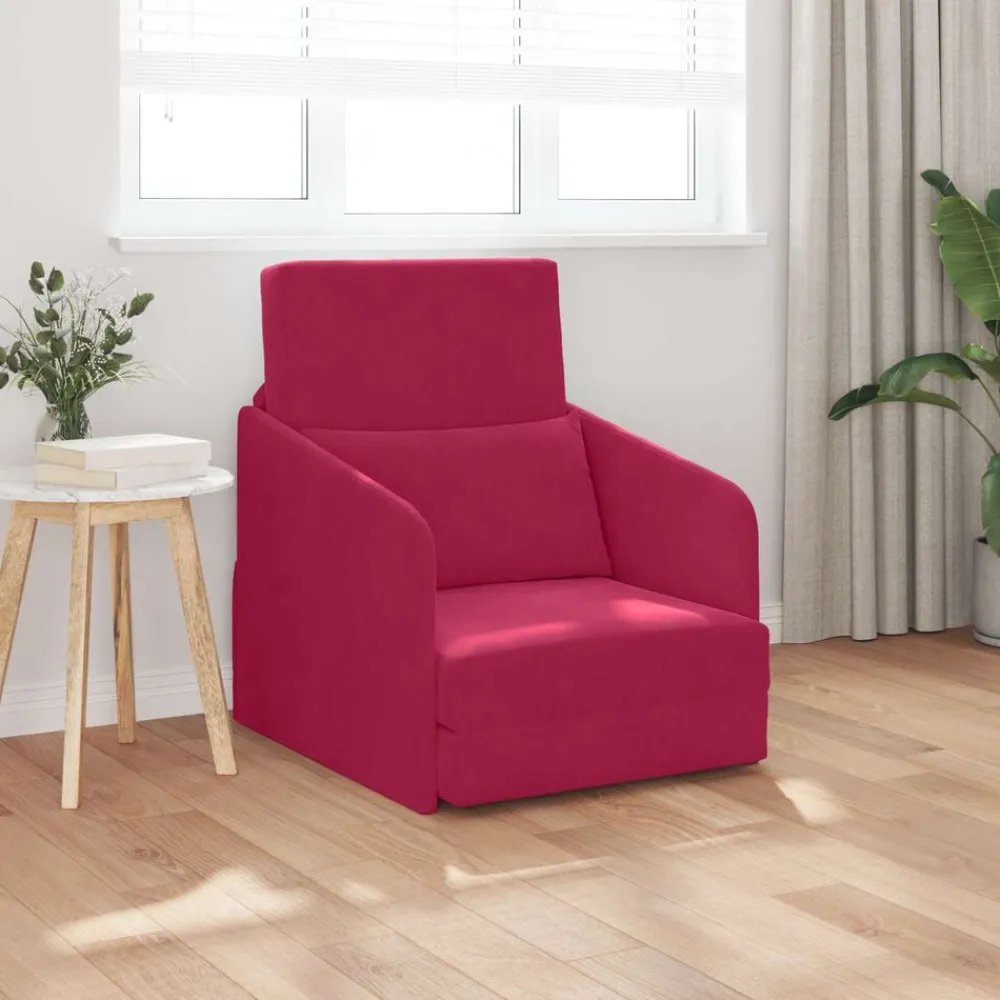 Banken*vidaXL Slaapbank 65 x 80 x 83 cm Fluweel Wijnrood