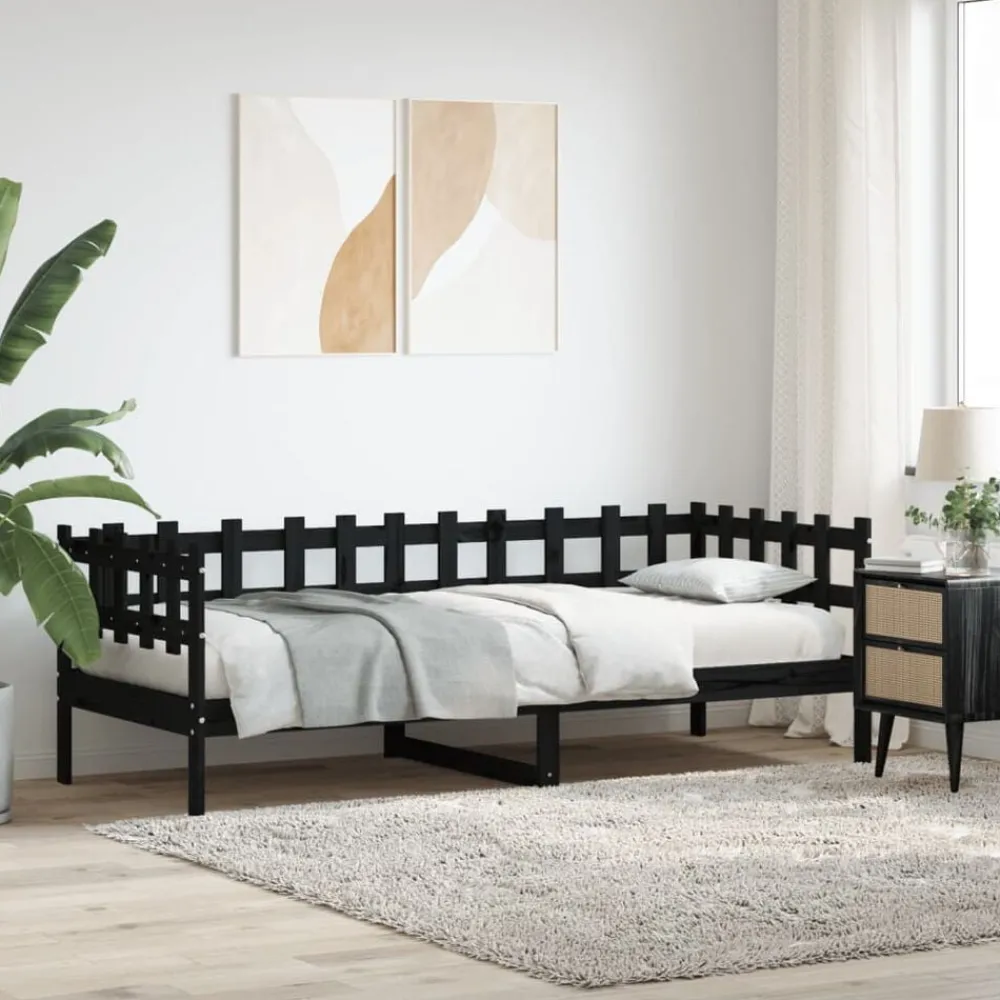 Slaapbank 80x200 cm massief grenenhout zwart>vidaXL Best