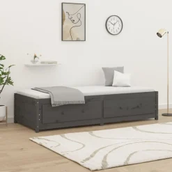Bedden & Accessoires*vidaXL Slaapbank 90x200 cm massief grenenhout Grijs