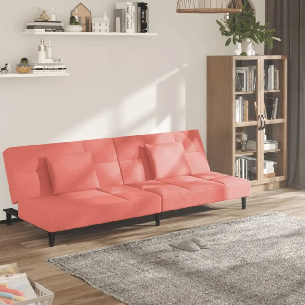 Banken*vidaXL Slaapbank 2-zits met 2 kussens fluweel Roze