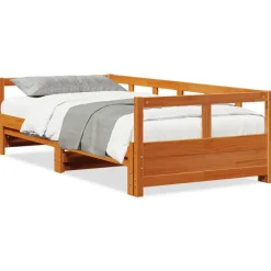 Bedden & Accessoires*vidaXL Slaapbank zonder matras 80x200 cm massief grenenhout Wasbruin