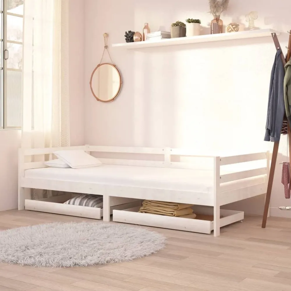 Bedden & Accessoires*vidaXL Slaapbanklades 2 st massief grenenhout Wit
