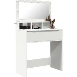 Kasten & Opbergmeubelen*vidaXL Slaapkamer Kaptafels 80 x 39,6 x 135 cm Bewerkt hout Wit
