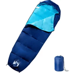 Buitensport*vidaXL Slaapzak mummie voor volwassenen 3 seizoenen marineblauw en blauw