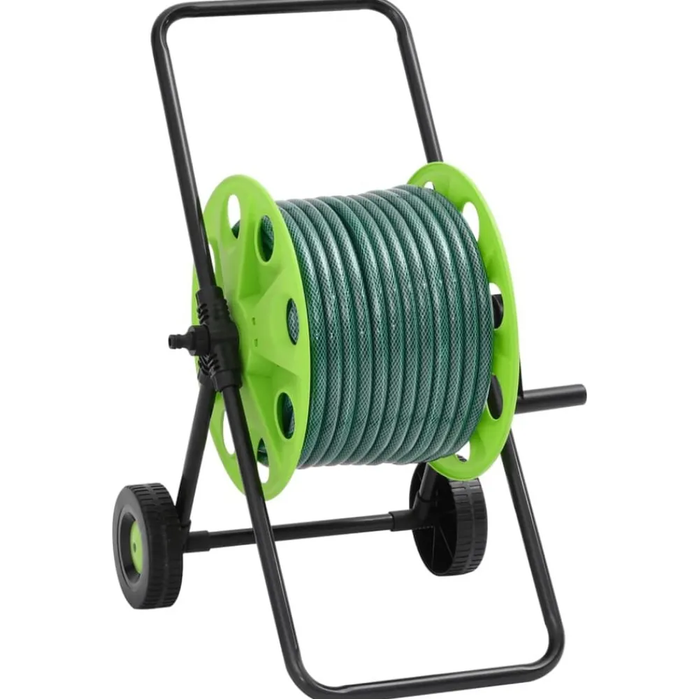 Bouwbeslag*vidaXL Slanghaspelkar met 30 m slang PVC groen