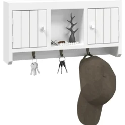 Kasten & Opbergmeubelen*vidaXL Sleutelkastje 40x8,5x20 cm bewerkt hout en staal wit