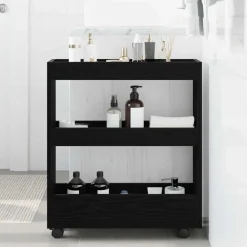 Trolleys*vidaXL Smalle Opbergtrolley 60 x 18 x 70 cm Bewerkt hout Zwart eiken