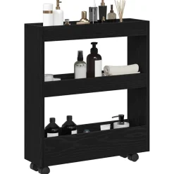 Trolleys*vidaXL Smalle Opbergtrolley 60 x 18 x 70 cm Bewerkt hout Zwart eiken