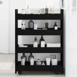 Trolleys*vidaXL Smalle Opbergtrolley 60 x 20 x 82 cm Bewerkt hout Zwart eiken