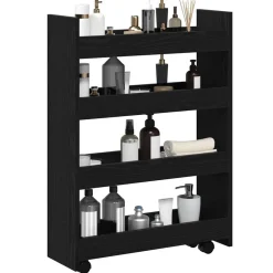 Trolleys*vidaXL Smalle Opbergtrolley 60 x 20 x 82 cm Bewerkt hout Zwart eiken