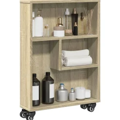 Boekenkasten & Wandplanken*vidaXL Smalle Opbergtrolley 48x13x68 cm Bewerkt Hout Sonoma eiken