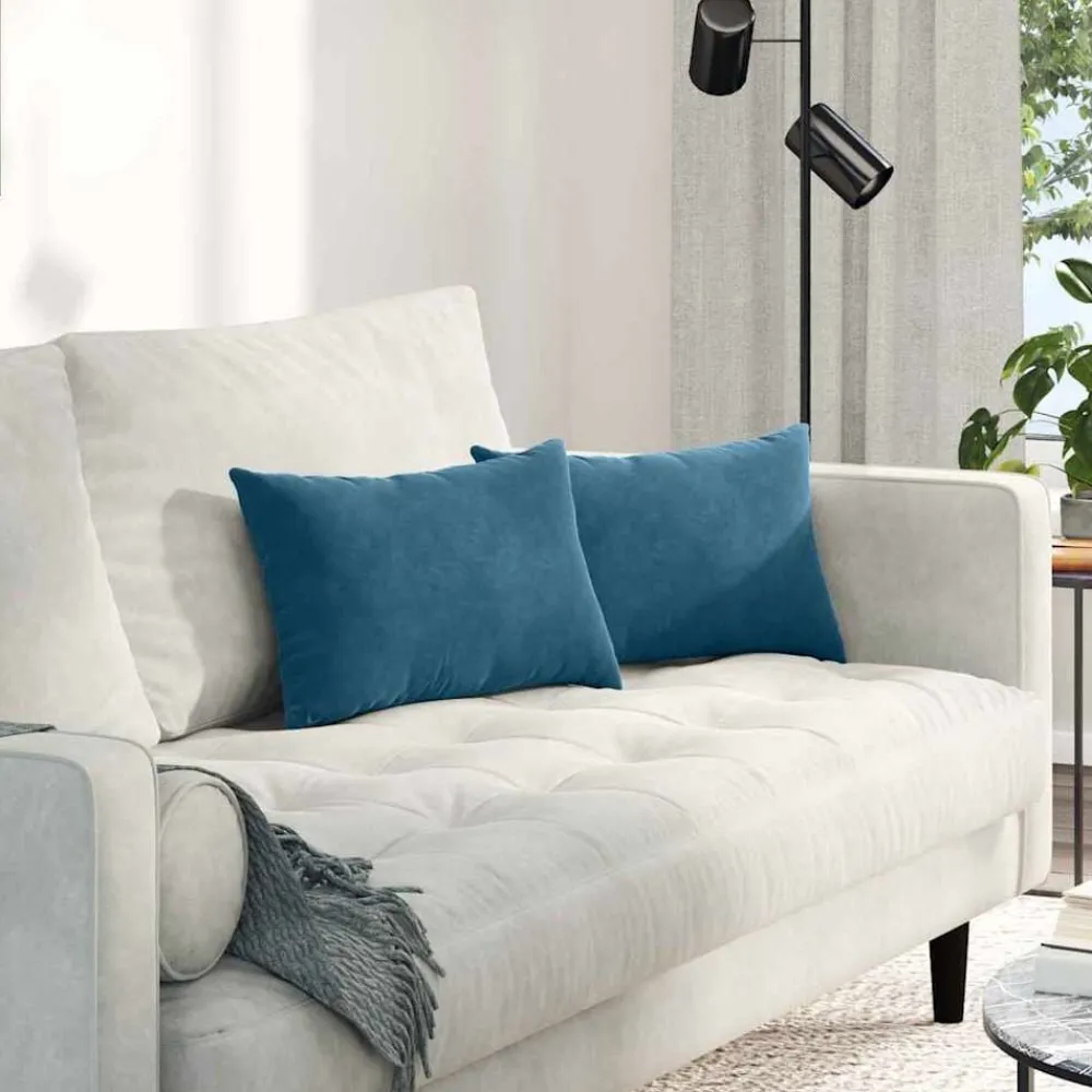 Woon- & Tuinaccessoires*vidaXL Sofa Kussens 2 stuks 50 x 30 cm Cordstof Blauw