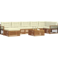 Meubelsets*vidaXL Sofa-Sets 8 pcs Natuurlijk en Crème Massief Acaciahout Natuurlijk en cr&egrave;me