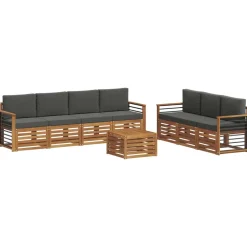 Meubelsets*vidaXL Sofa-Sets 8 pcs Massief Acaciahout Natuurlijk en antraciet