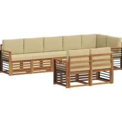 Meubelsets*vidaXL Sofa-Sets 8 pcs Massief Acaciahout Natuurlijk en beige