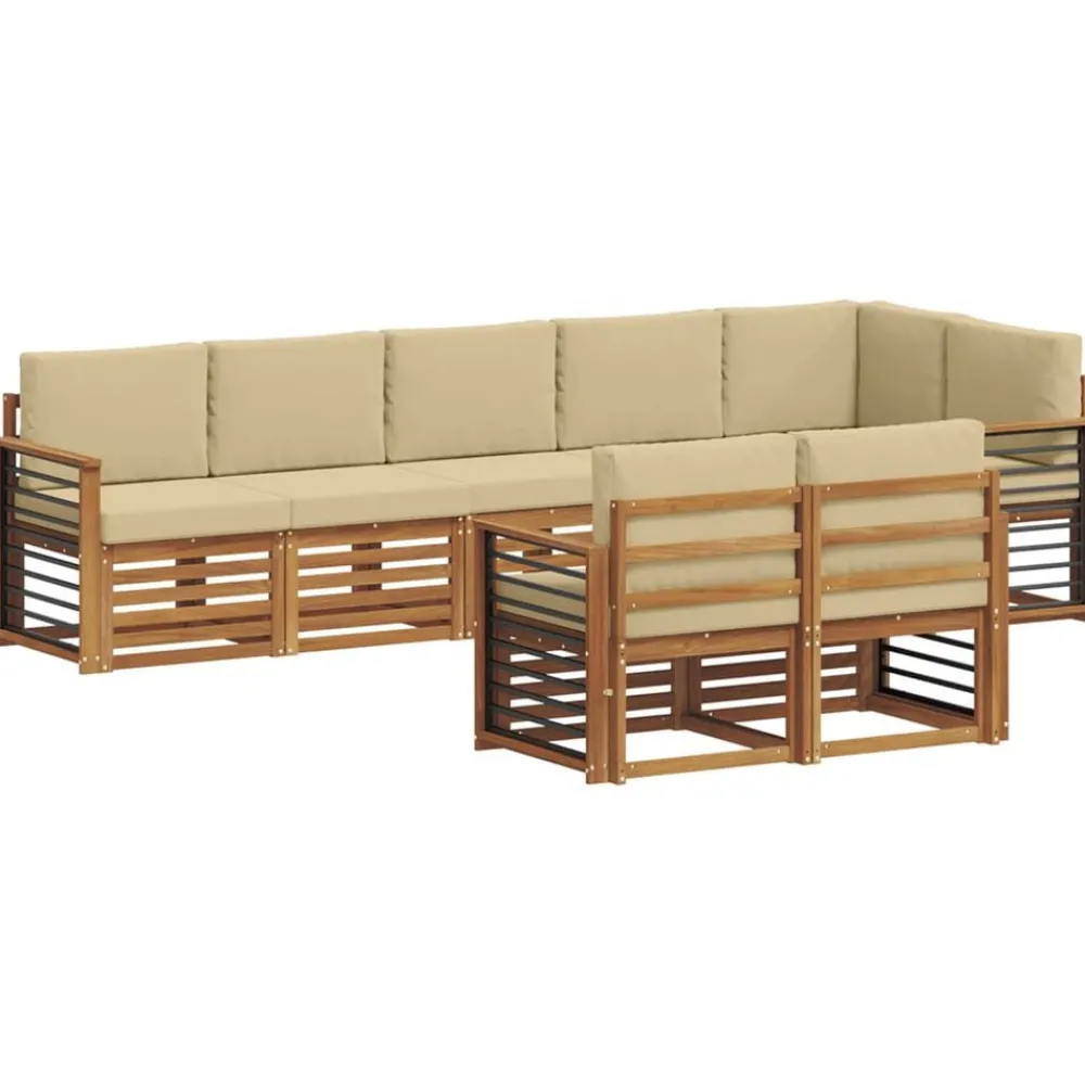 Meubelsets*vidaXL Sofa-Sets 8 pcs Massief Acaciahout Natuurlijk en beige