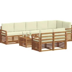 Meubelsets*vidaXL Sofa-Sets 9 pcs Natuurlijk en Crème Massief Acaciahout Natuurlijk en cr&egrave;me