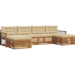 Meubelsets*vidaXL Sofa-Sets 6 pcs Massief Acaciahout Natuurlijk en beige