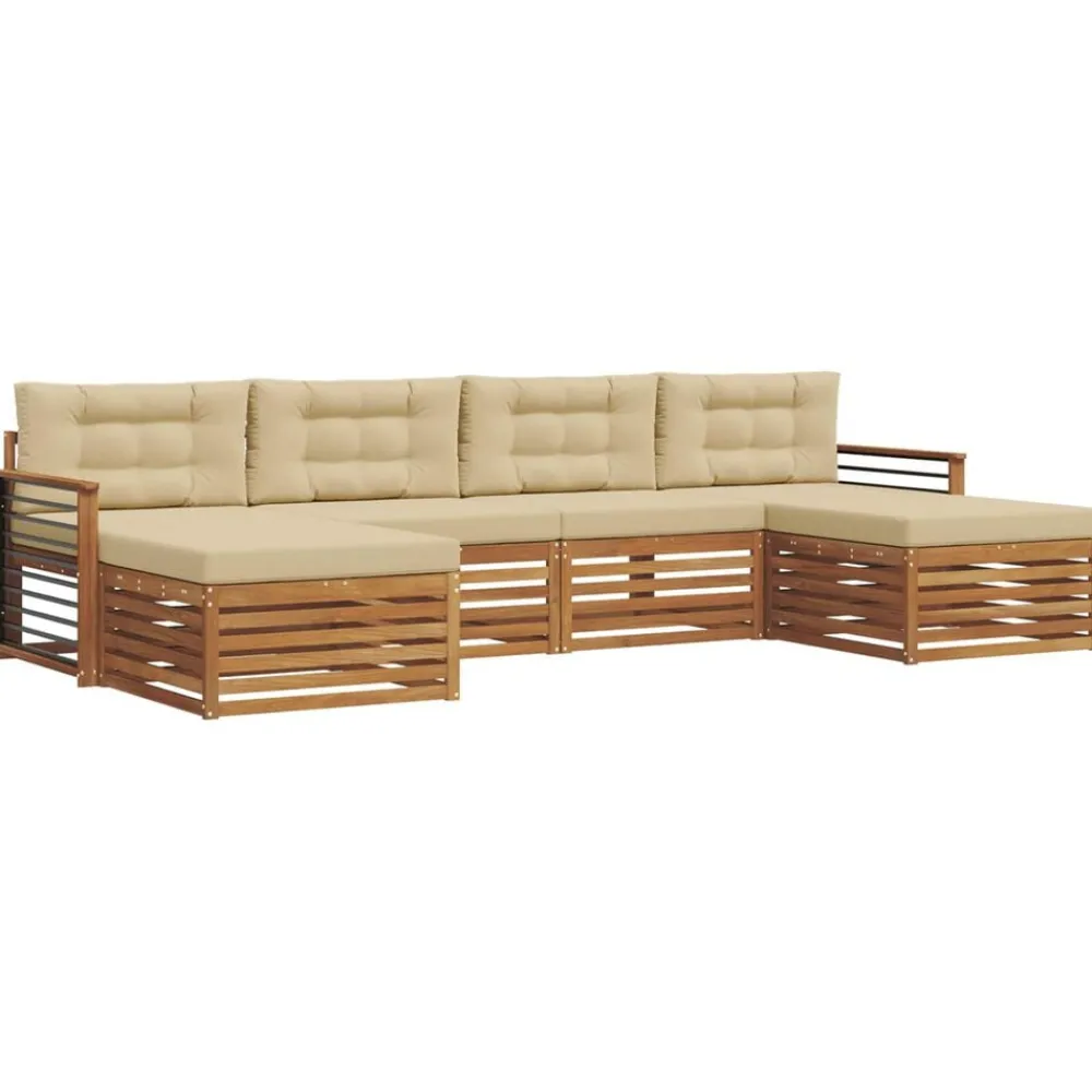 Meubelsets*vidaXL Sofa-Sets 6 pcs Massief Acaciahout Natuurlijk en beige