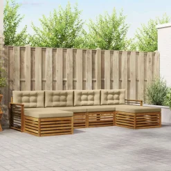 Meubelsets*vidaXL Sofa-Sets 6 pcs Massief Acaciahout Natuurlijk en beige