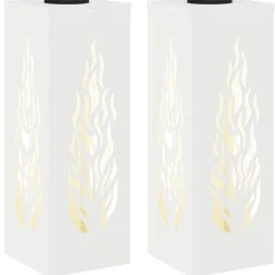 Solar LED Pad Licht 2 pcs Koudgewalst staal>vidaXL