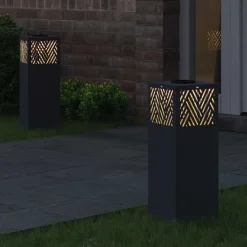 Verlichting*vidaXL Solar LED Pad Licht 2 pcs Koudgewalst staal Antraciet