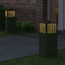 Verlichting*vidaXL Solar LED Pad Licht 2 pcs Olijf Groen Koudgewalst staal Olijfgroen