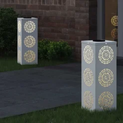Verlichting*vidaXL Solar LED Pad Licht 2 pcs Koudgewalst staal Wit