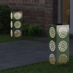 Solar LED Pad Licht 2 pcs Zilver><noscript><img width=