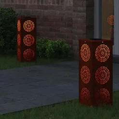 Verlichting*vidaXL Solar LED Pad Licht 2 pcs Roestig Cortenstaal