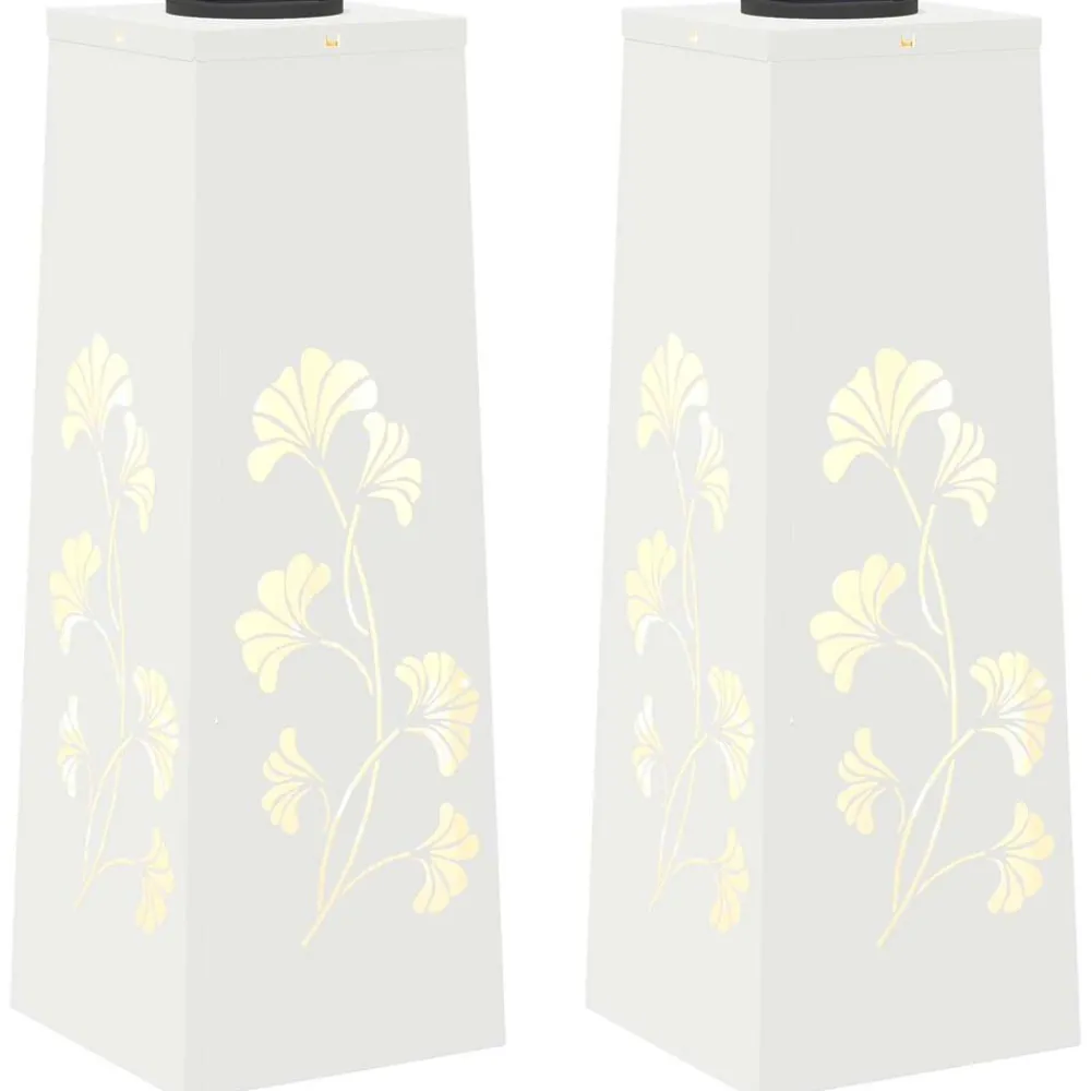 Verlichting*vidaXL Solar LED Pad Licht 2 pcs Koudgewalst staal Wit