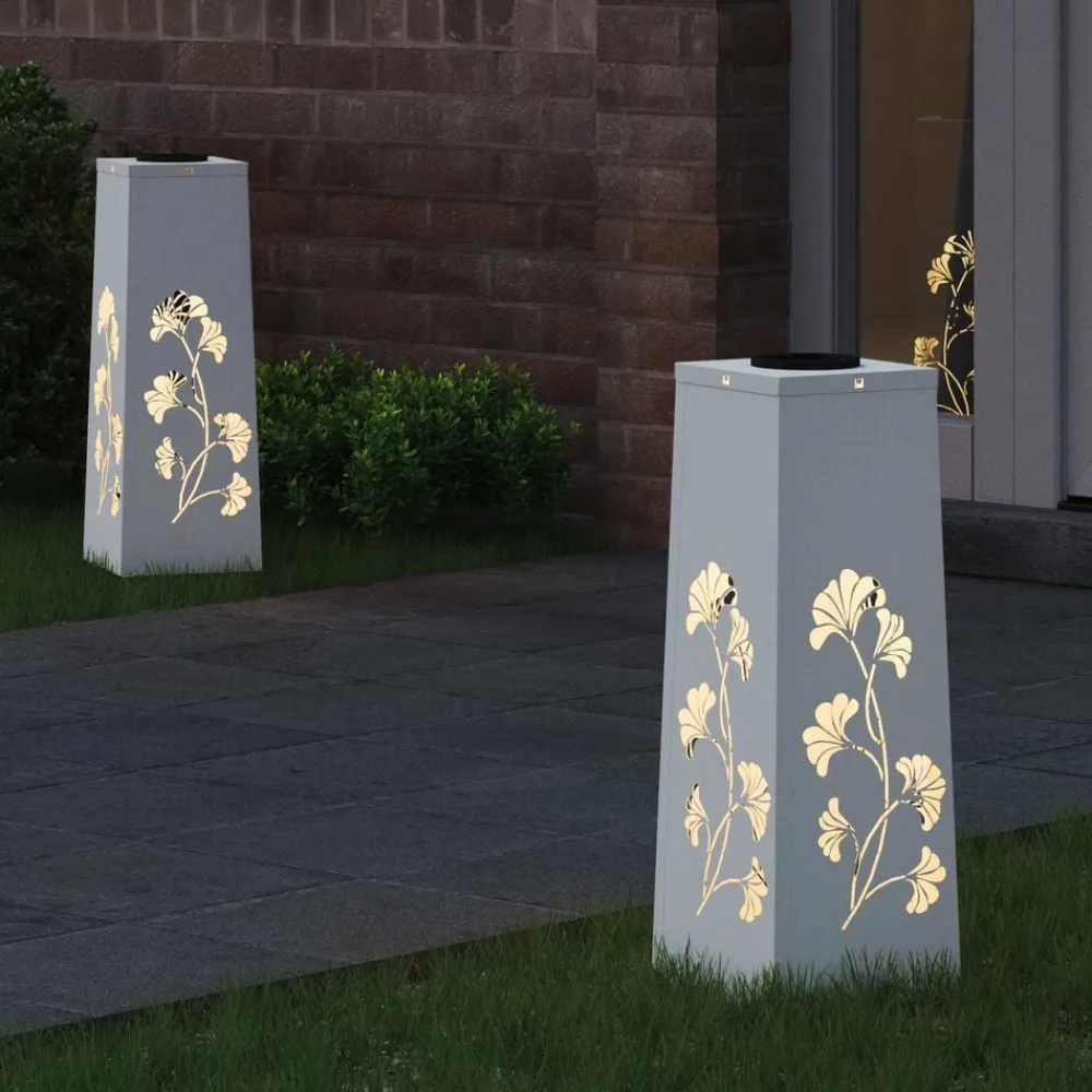 Verlichting*vidaXL Solar LED Pad Licht 2 pcs Koudgewalst staal Wit
