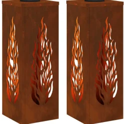 Verlichting*vidaXL Solar LED Pad Licht 2 pcs Brons Cortenstaal