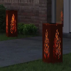Verlichting*vidaXL Solar LED Pad Licht 2 pcs Brons Cortenstaal