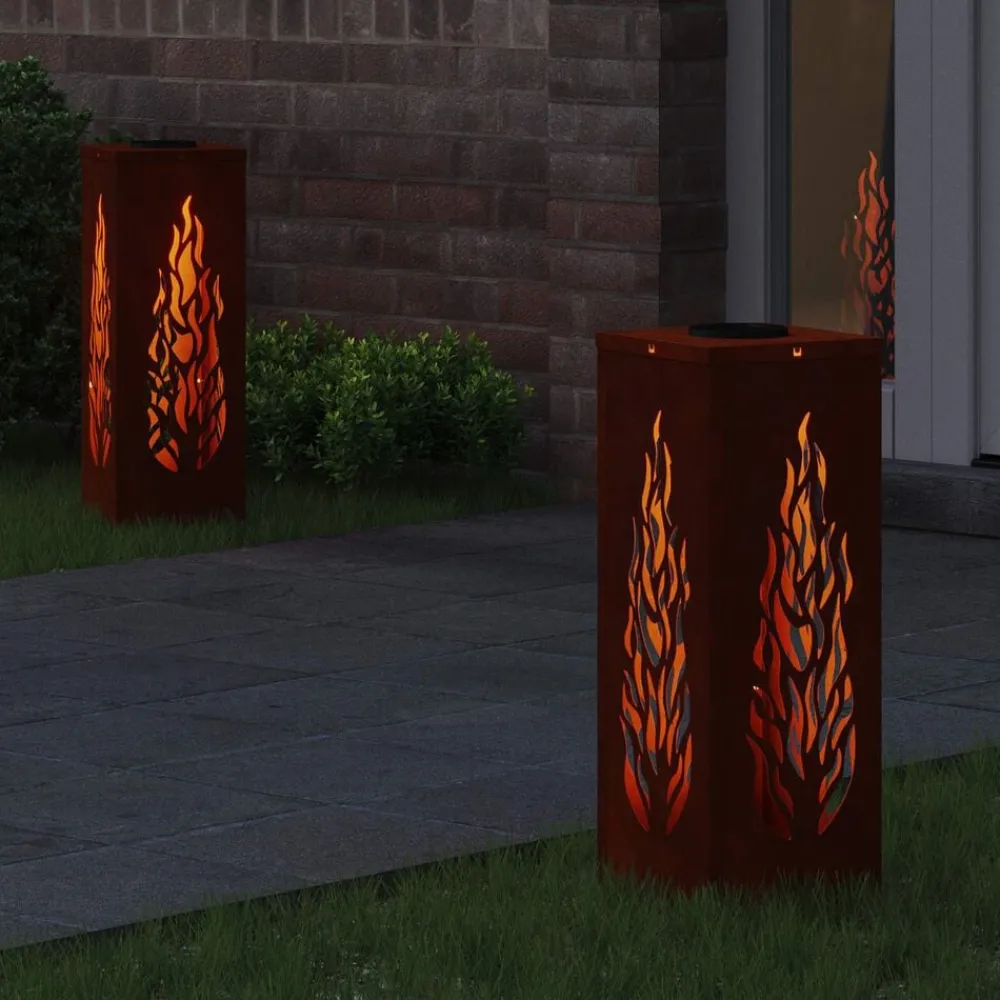 Verlichting*vidaXL Solar LED Pad Licht 2 pcs Brons Cortenstaal