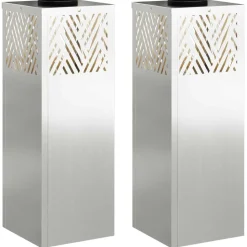 Solar LED Pad Licht 2 pcs Zilver Gegalvaniseerd>vidaXL
