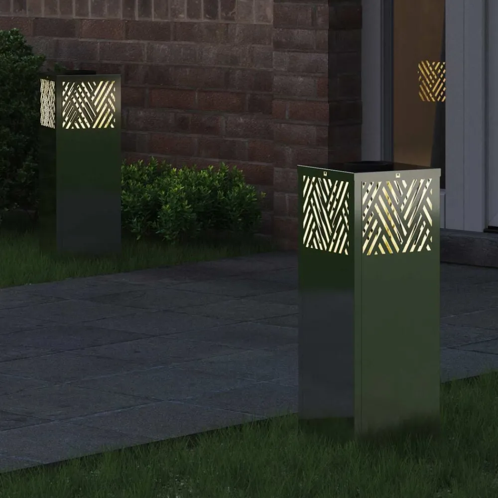 Solar LED Pad Licht 2 pcs Zilver Gegalvaniseerd>vidaXL