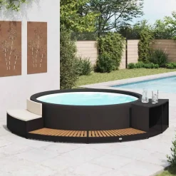Spa-ombouw poly rattan en acaciahout zwart>vidaXL Hot