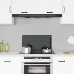Keuken & Eetkamer*vidaXL Spatscherm keuken 70x40 cm gehard glas Zwart