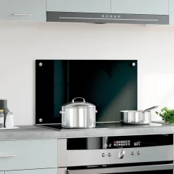 Keuken & Eetkamer*vidaXL Spatscherm keuken 70x40 cm gehard glas Zwart