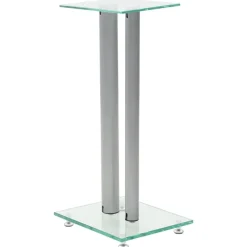 Elektronica*vidaXL Speakerstandaarden zuil-ontwerp gehard glas 2 st Zilver