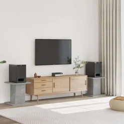 Elektronica*vidaXL Speakerstandaards 2 st 30x30x40 cm bewerkt hout Betongrijs