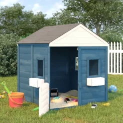 Speelhuis met afsluitbare deur en bloempotten massief vurenhout><noscript><img width=