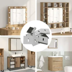 Bouwbeslag*vidaXL Spiegel Bevestigingsbeugel 2 pcs Nikkel 35 x 30 x 8,3 mm Staal