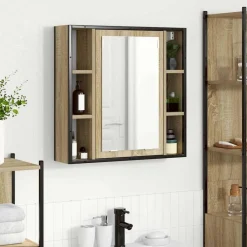 Kasten & Opbergmeubelen*vidaXL Spiegelkast met plank Sonoma Eiken 60 x 16 x 60 cm Bewerkt hout