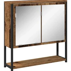 Kasten & Opbergmeubelen*vidaXL Spiegelkast met plank Oudhout 60 x 16 x 60 cm Bewerkt hout Oud hout